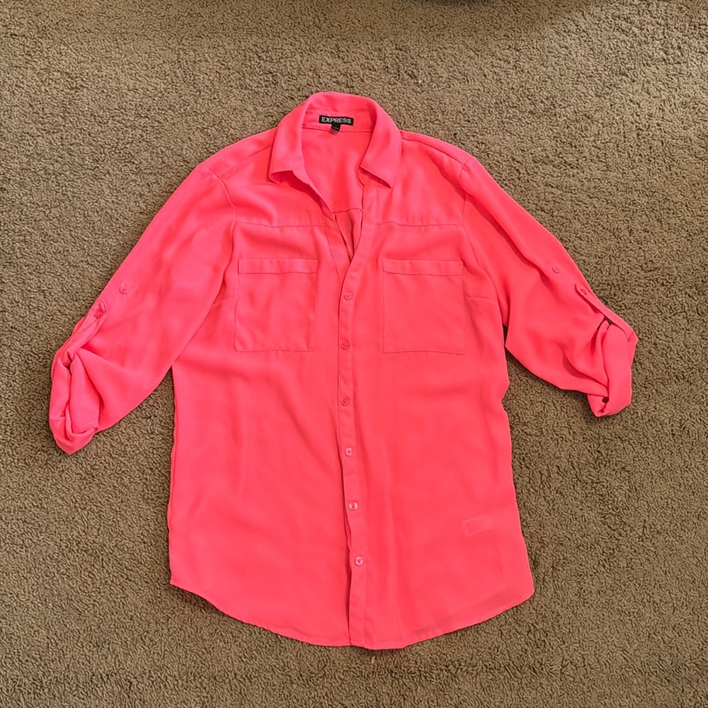 Neon Pink Express Portofino Button Down Shirt